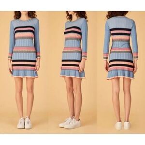 NWOT Tanya Taylor Beta Knit Dress Striped Bodycon Long Sleeve Midi Dress Women's